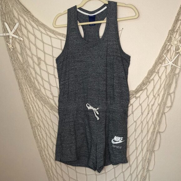 NIKE Women's Heather Grey Gym Vintage One Piece Romper M - Picture 2 of 13